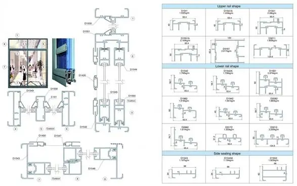 Tìm hiểu thêm về bản vẽ - mặt cắt - catalog cửa nhôm xingfa