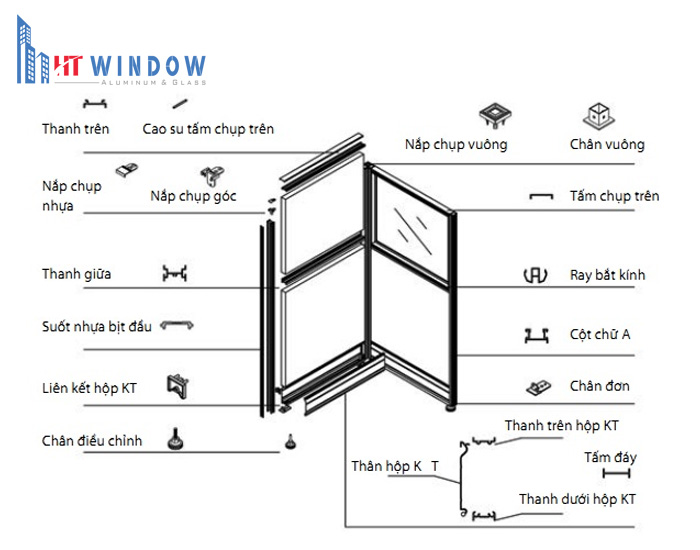 Chi tiết cấu tạo của vách kính văn phòng