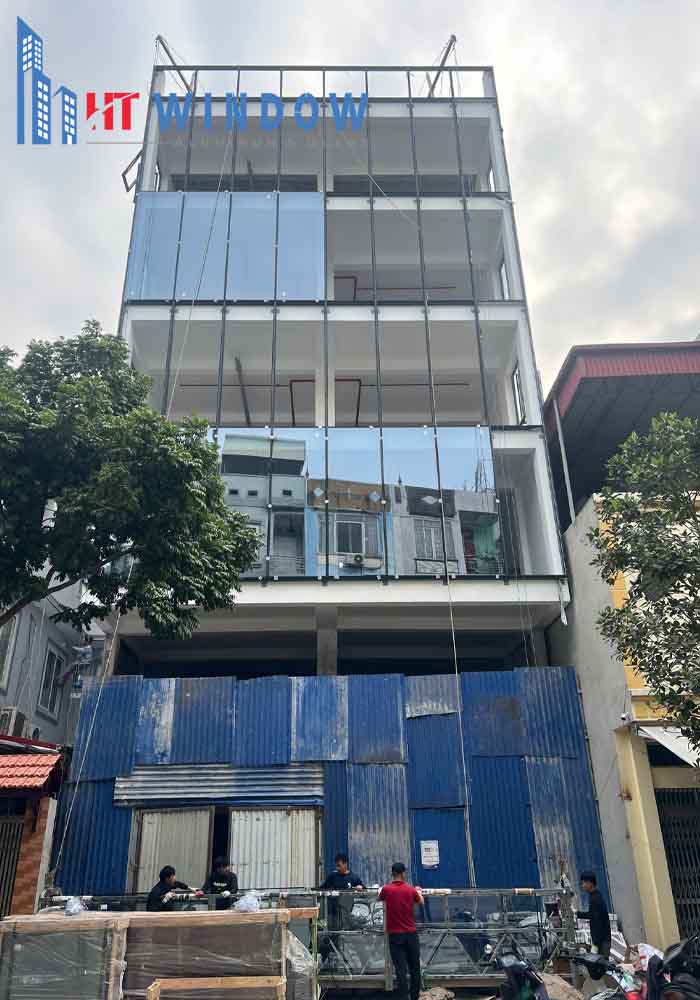 Vách kính mặt dựng, kết hợp kính hộp Low-E