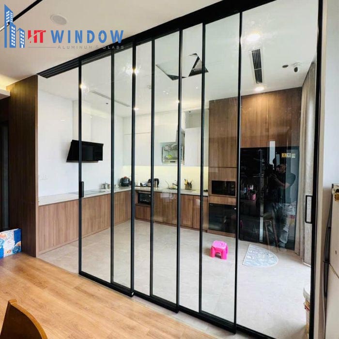 Vách ngăn trong suốt cửa lùa Slim