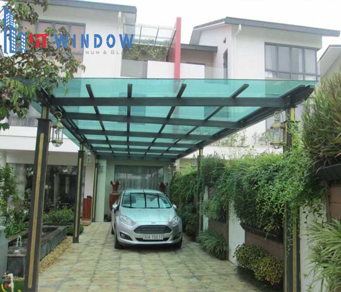 Mái che bằng kính bán cường lực