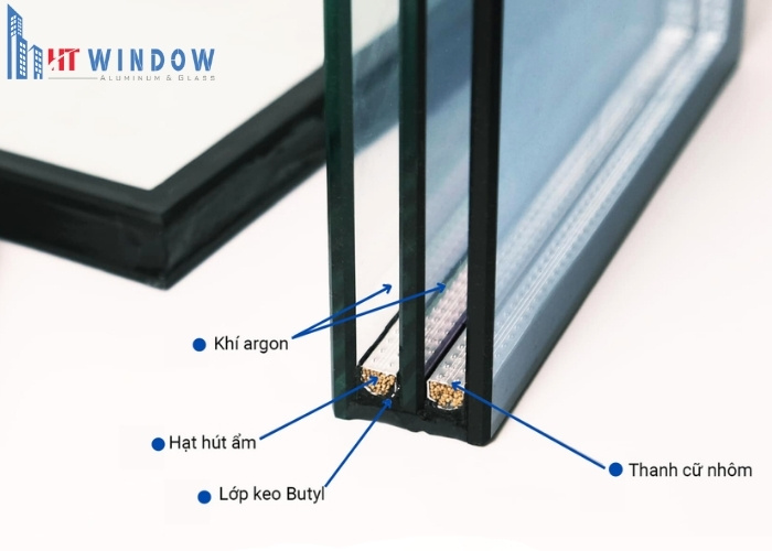Kính hộp cách âm cách nhiệt có cấu tạo từ hai hoặc nhiều lớp kính