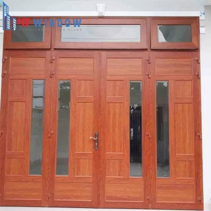 Vân gỗ là màu sắc phổ biến của cửa nhôm hệ 1000
