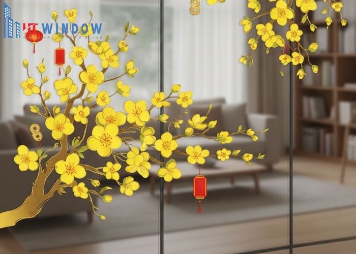 Chủ đề hoa mai vàng và hoa đào thắm truyền thống