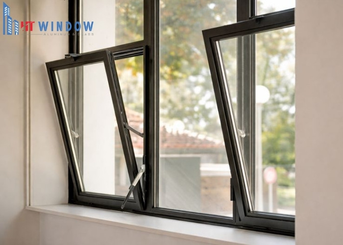 Nhôm hệ 55 vát cạnh được ứng dụng làm cửa sổ mở hất