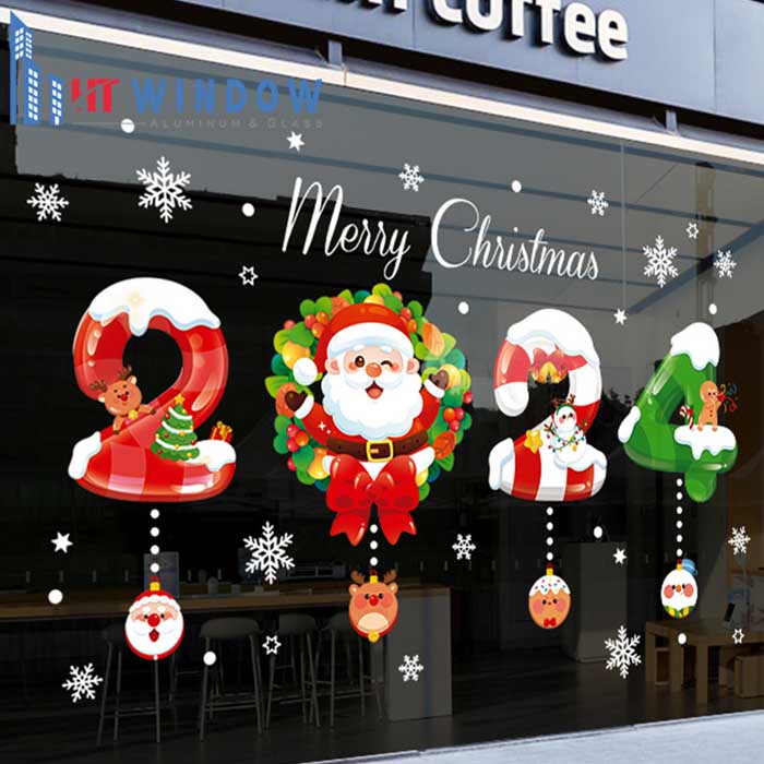 Trang trí cửa kính cường lực ngày lễ Giáng sinh